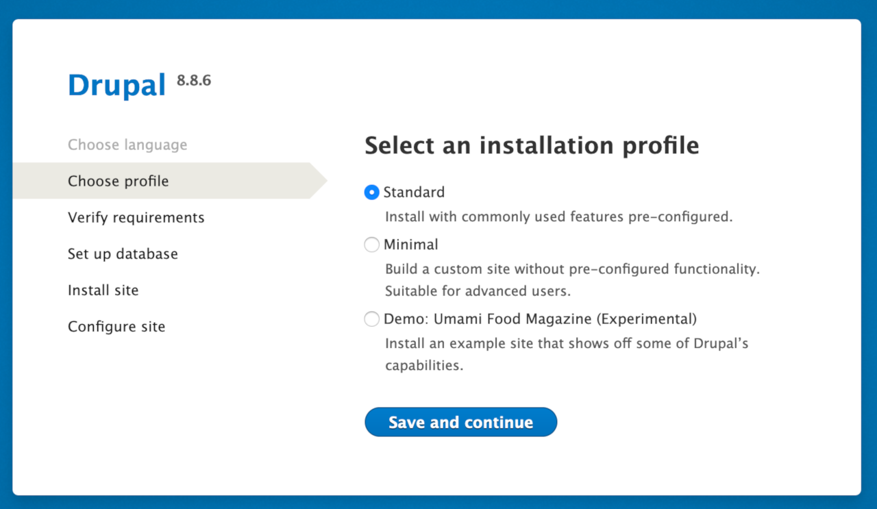 Drupal Choose Profile Screen