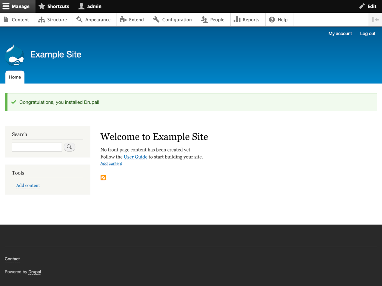 Drupal Welcome Screen