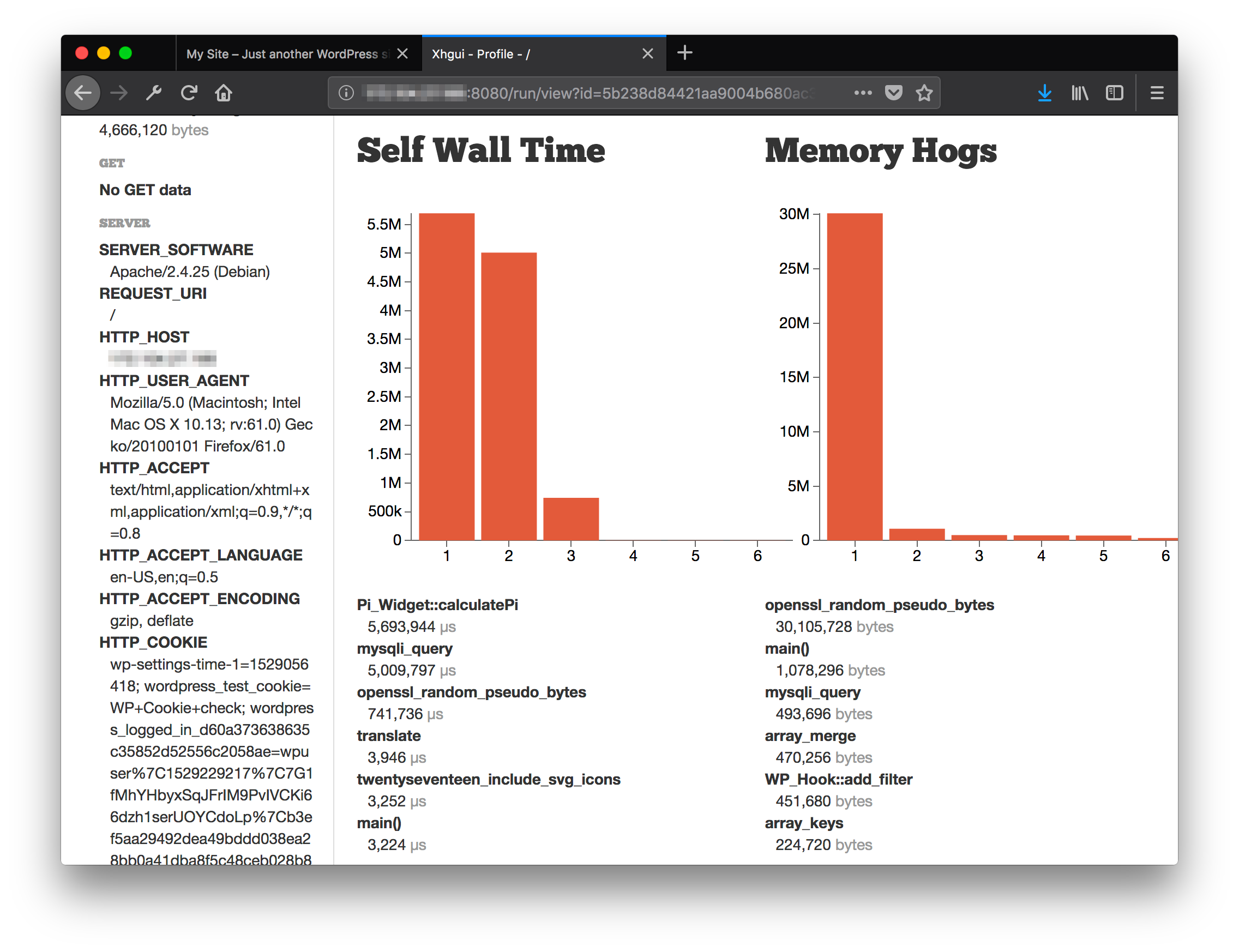 XHGUI Request Detail View