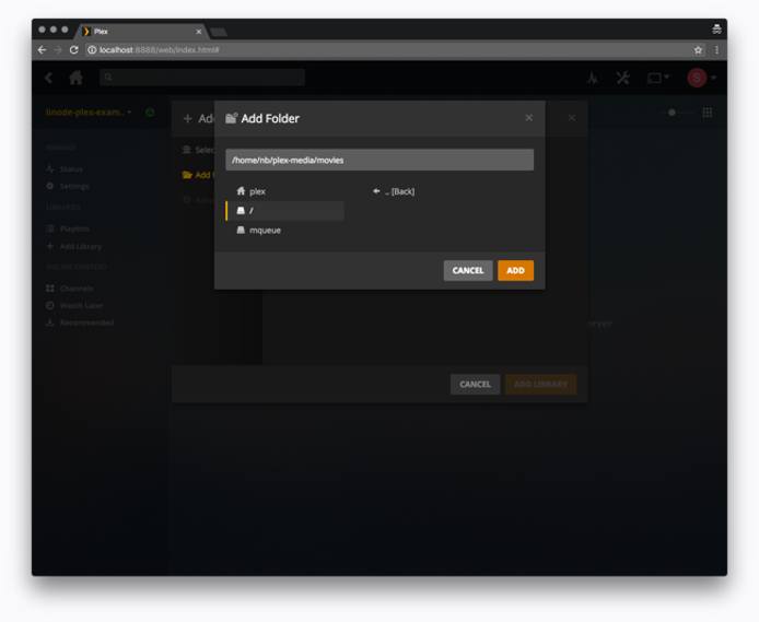 Plex web interface - Library location