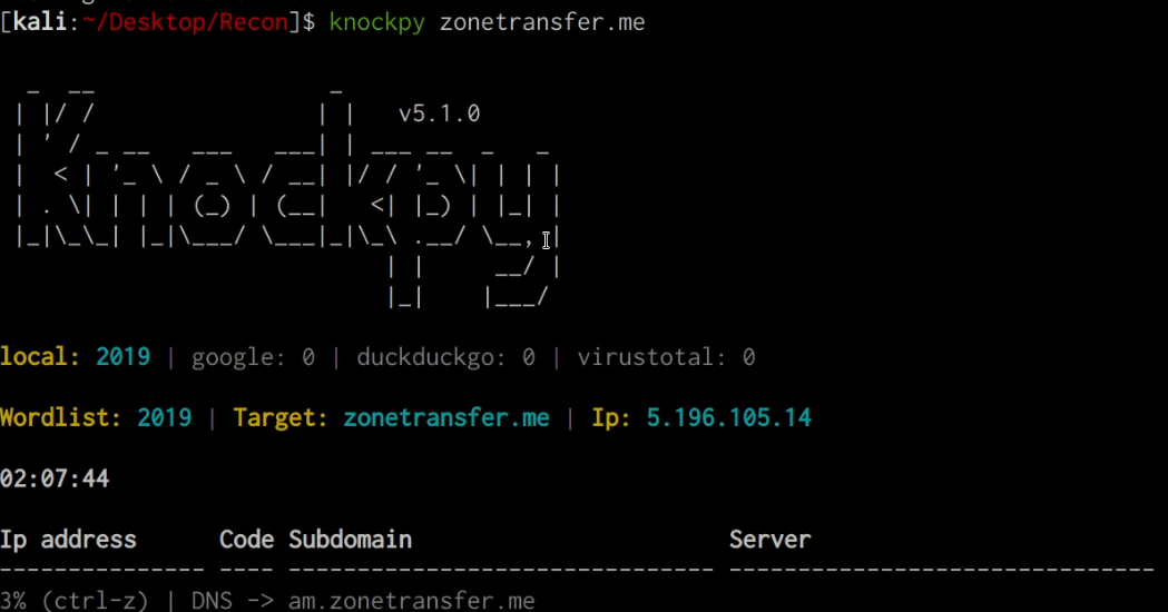 Knockpy utility output