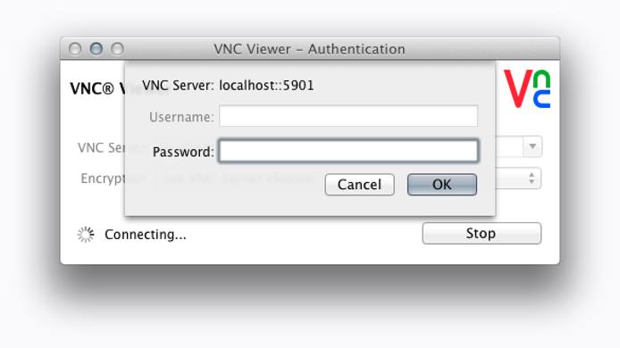 The VNC password prompt.