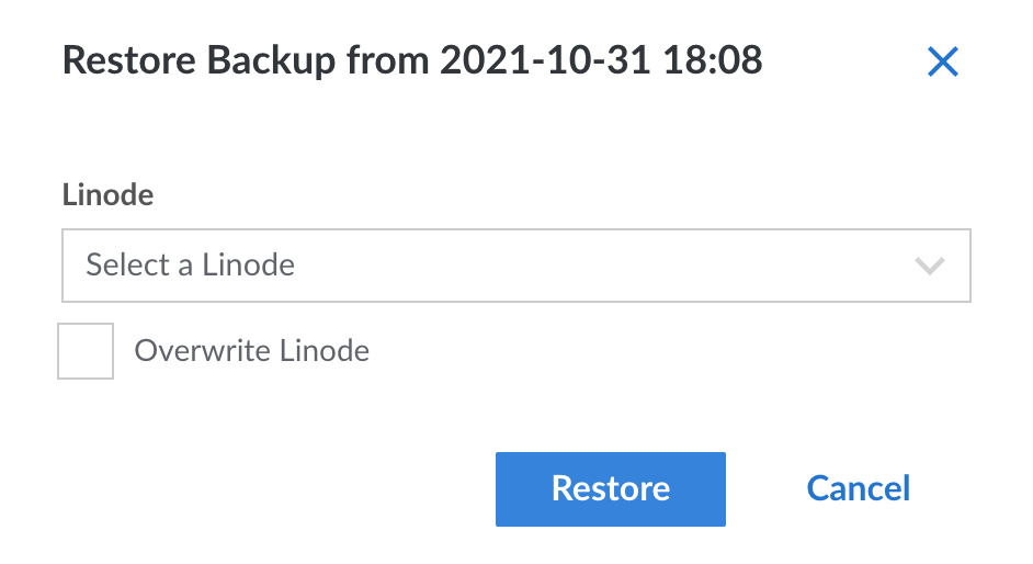 Select the Linode you would like to restore your backup to